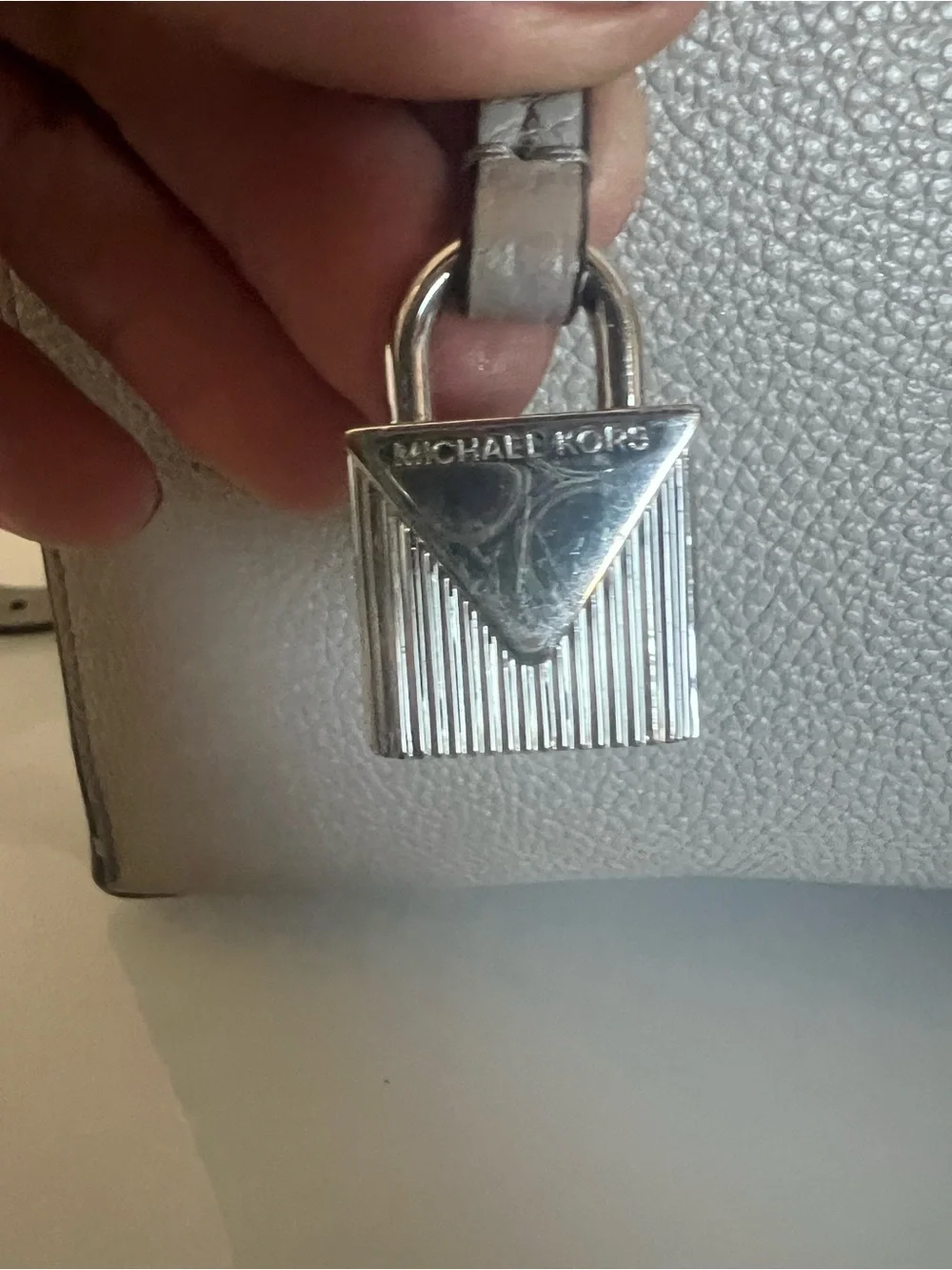 Michael Kors Metallic Silver Pebbled Leather Satchel